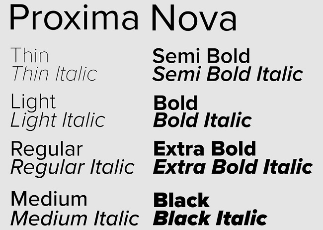 font chữ Proxima Nova